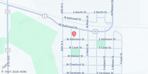 Map showing Western Bureau County Food Pantry at 123 S Main St, Sheffield, IL