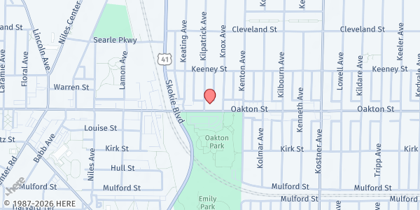 Map showing Humans at Help Foundation at 4652 Oakton St, Skokie, IL
