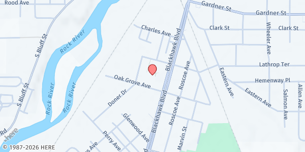 Map showing Here For You at 325 Oak Grove Avenue, South Beloit, IL