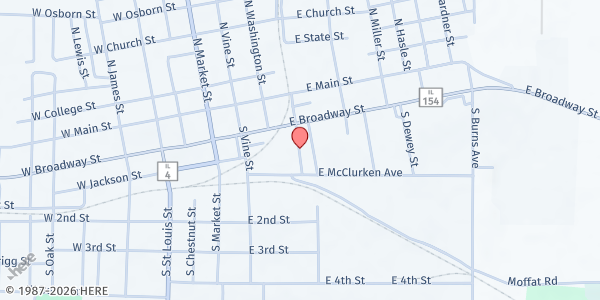 Map showing Sparta Food Pantry - Westminster Presbyterian Church at 360 E. Broadway St., Sparta, IL