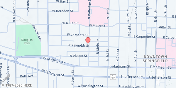Map showing Manna Storehouse at 301 W. Reynolds St., Springfield, IL
