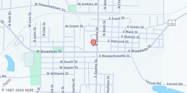 Map showing Steeleville Senior Center at 107 W Broadway, Steeleville, IL