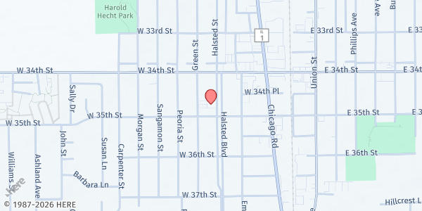 Map showing Community Outreach Program - Steger at 3440 Halsted Blvd, Steger, IL
