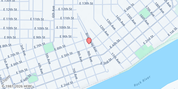 Map showing Loaves & Fishes Free Community Breakfast at 501 Broadway Ave, Sterling, IL