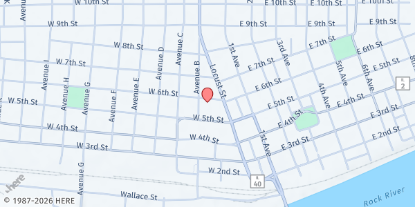 Map showing St. Vincent de Paul - Sterling at 7 W. 6th St, Sterling, IL