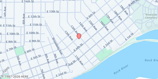 Map showing Sterling First Church of the Nazarene/Helping Hands at 411 13th Ave, Sterling, IL