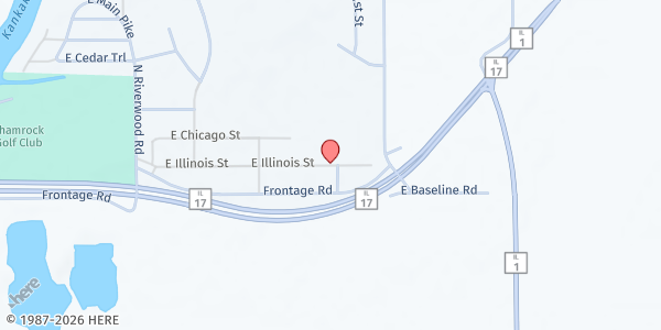 Map showing Mount Calvery Missionary Church at 7377 East Illinois Street, Sun River Terrace, IL