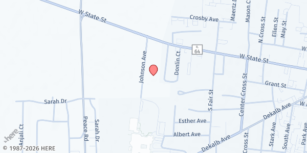 Map showing Sycamore UMC Food Pantry at 160 Johnson Avenue, Sycamore, IL