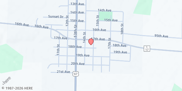 Map showing Girard Community Food Pantry at Winfield Community Food Pantry, Viola, IL