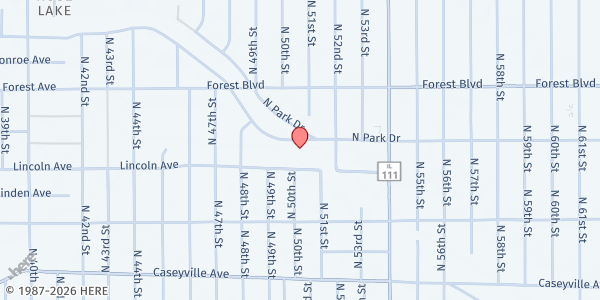 Map showing Good Samaritan Ministries of the Metro East at 5000 N Park Dr, Washington Park, IL