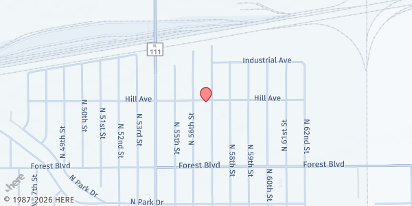 Map showing House Of Prayer at 5501 N. Park Drive, Washington Park, IL