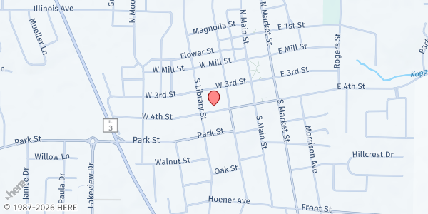 Map showing Monroe County Food Distribution Site at Monroe County Food Distribution, Waterloo, IL