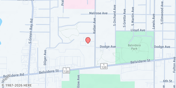 Map showing Most Blessed Trinity Catholic Church-Holy Family Site at 450 Keller Ave, Waukegan, IL