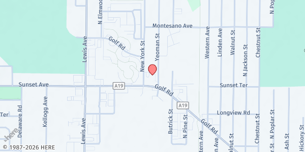 Map showing Waukegan Baptist Bible Church Food Pantry at 1500 Sunset Ave, Waukegan, IL