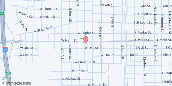Map showing Crosswalk Community Action Agency at 410 West Main St, West Frankfort, IL