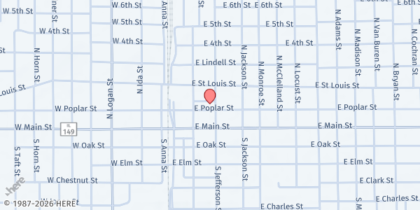 Map showing Franklin County Senior Services at 225 E Poplar St, West Frankfort, IL