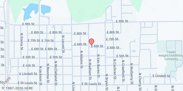 Map showing Life Source Church at 1011 E 6th St, West Frankfort, IL