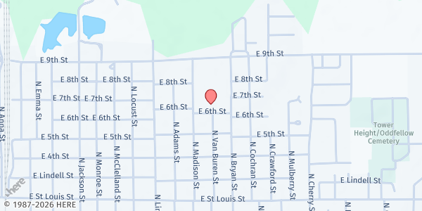 Map showing LifeSource Church at 1011 E. 6th St., West Frankfort, IL