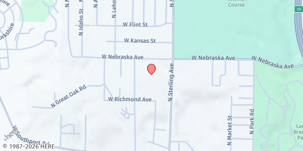 Map showing Multicultural Food Pantry of Peoria at 2610 W Nebraska Ave, West Peoria, IL