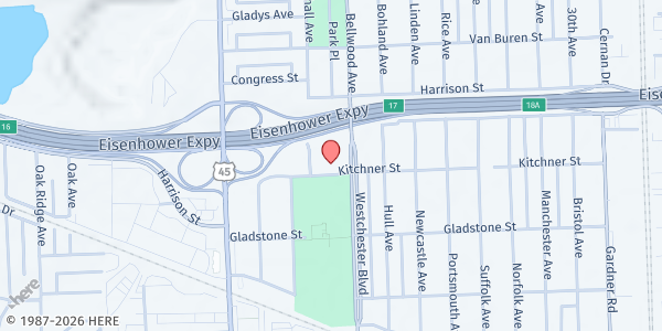 Map showing Grace Central Outreach at 10216 Kitchener St, Westchester, IL