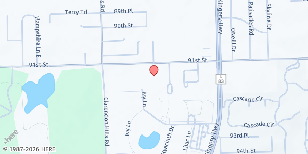 Map showing HCS Family Services - Willowbrook at 16W631 91st Street, Willowbrook, IL