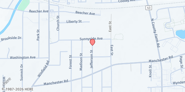 Map showing Bread of Life at 1st Assembly of God at 347 Jefferson St, Winfield, IL