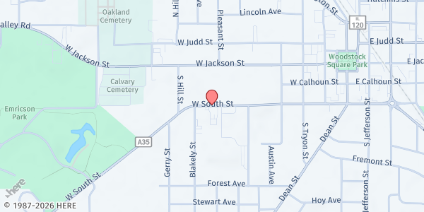 Map showing St. Ann's Episcopal Church at 510 W South Street, Woodstock, IL