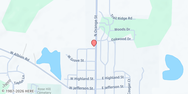 Map showing Central Noble Food Pantry at 601 N Orange St, Albion, IN