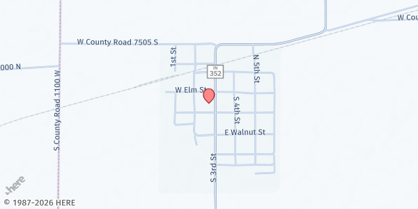 Map showing Corner Cupboard (Ambia UMC) at 108 S. 3rd Street, Ambia, IN