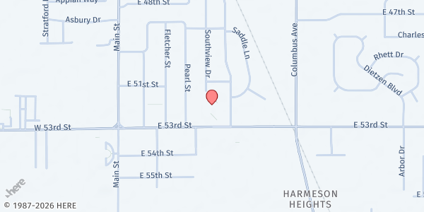 Map showing East Lynn Christian Church at 522 E. 53rd St., Anderson, IN