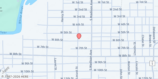 Map showing Fifth St. UMC at 1124 W. 5th St., Anderson, IN