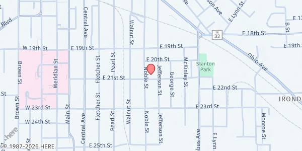 Map showing Operation Love Ministries Food Pantry at 620 E. 21st St. #917, Anderson, IN