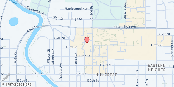 Map showing Park Place Community Center at 802 E. 5th St., Anderson, IN