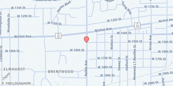 Map showing Salvation Army Anderson at 1615 Meridian, Anderson, IN