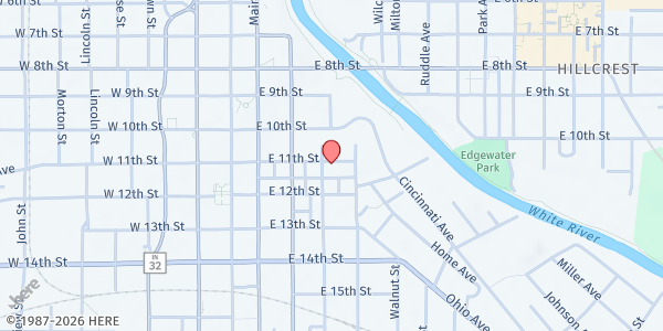 Map showing St. Mary's Church Food Pantry at 305 E. 11th St., Anderson, IN