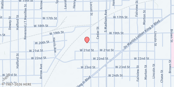 Map showing The Gathering of the Queens at 2222 W. 12th St., Anderson, IN