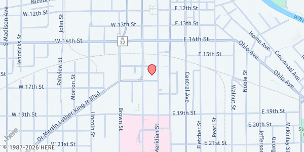 Map showing The Salvation Army - Anderson at 1615 Meridian St., Anderson, IN