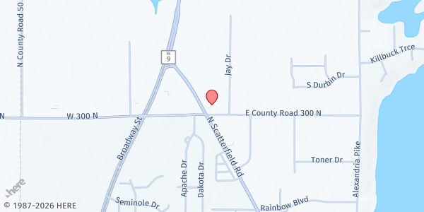 Map showing Visit Angels Senior Pantry at 110 E. Hartman Rd., Anderson, IN
