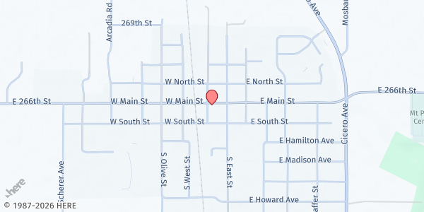 Map showing Angels' Attic at 105 East Main Street, Arcadia, IN