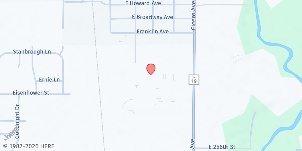 Map showing Gleaners Mobile at Hamilton Heights HS at 25802 IN19, Arcadia, IN