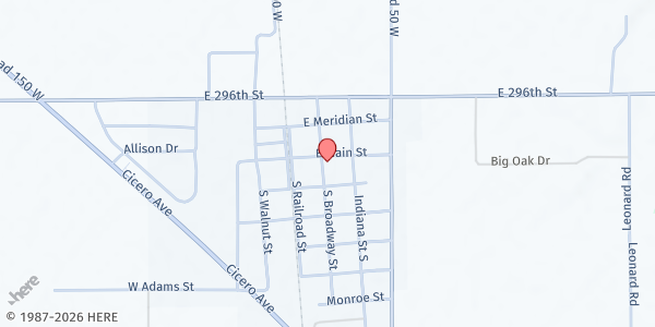 Map showing Atlanta Christian Church at 200 East Main Street, Atlanta, IN