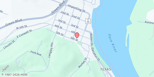 Map showing St. Mary's Church - St. Vincent de Paul at 210 5th St., Aurora, IN