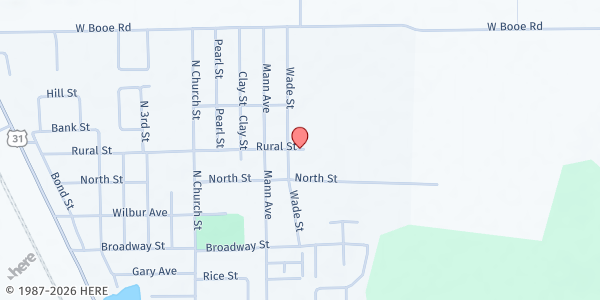 Map showing Food 4 R Souls at 1071 Rural St., Austin, IN