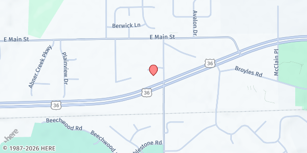 Map showing Faith Lutheran Church Food Pantry - Food Distribution Center at 5250 E US Hwy 36, Avon, IN