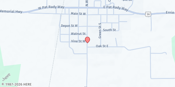 Map showing Gleaners Mobile Pantry - Bainbridge Elementary School at 412 S Washington St, Bainbridge, IN