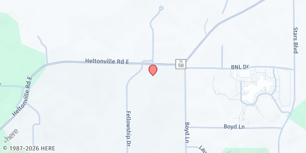 Map showing Families First Mobile Pantry - Bedford Sherwood Oaks Church at 508 Fellowship Dr., Bedford, IN