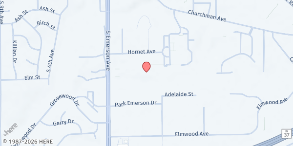 Map showing Hornet Park Community Center at 5245 Hornet Ave, Beech Grove, IN