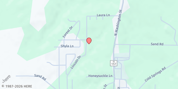 Map showing Bloomfield First Baptist Church at 500 Lincoln Dr, Bloomfield, IN