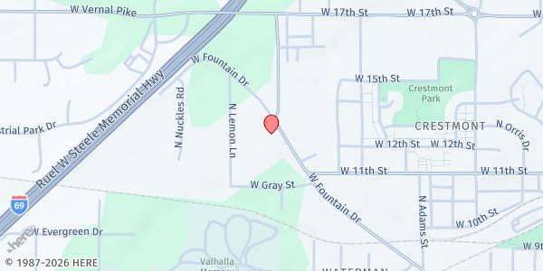 Map showing Bloomington Township Trustee Office at 924 W. 17th St., Bloomington, IN