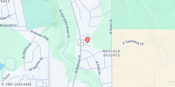 Map showing Groceries to Go - Meals on Wheels at 2620 N. Walnut St., Bloomington, IN